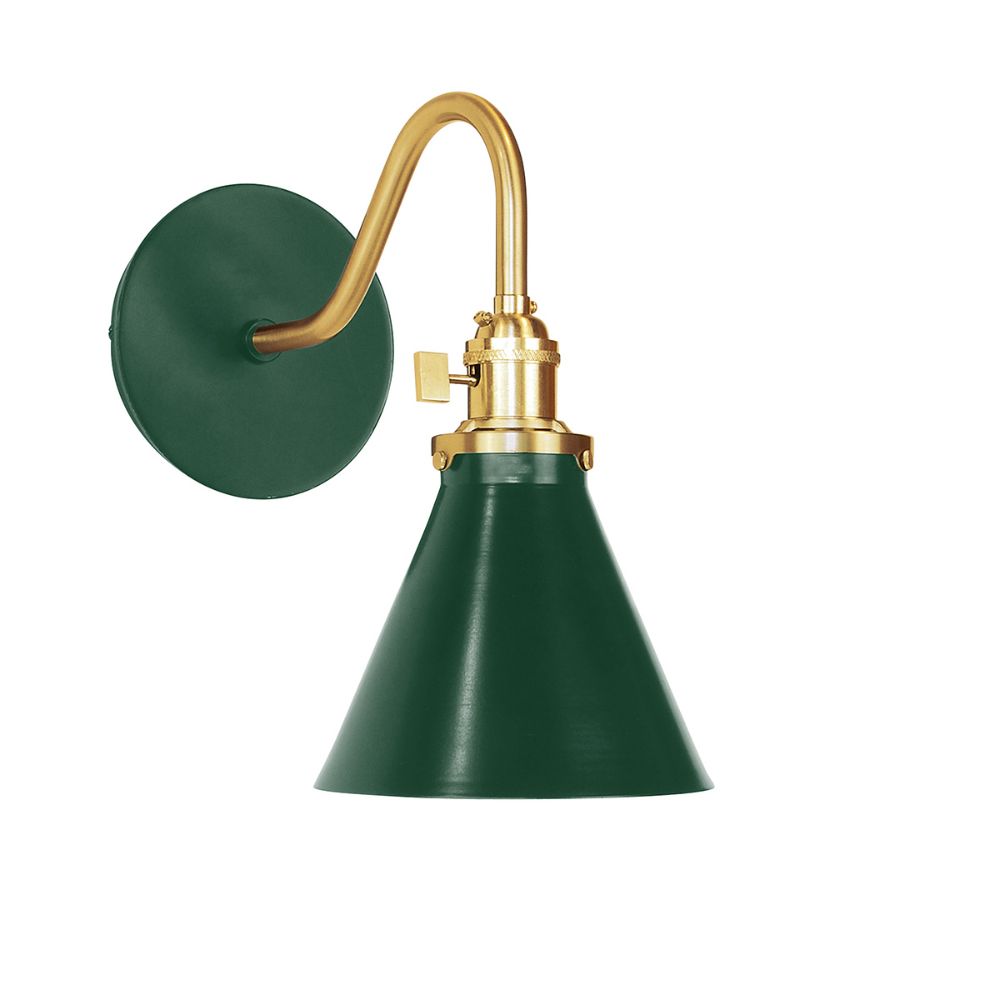 Montclair Lightworks SCL405-42-91 Uno 6" wall sconce,  Forest Green with Brushed Brass hardware